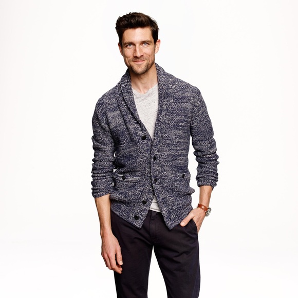 J Crew Mens Marled Cotton Shawl Collar 